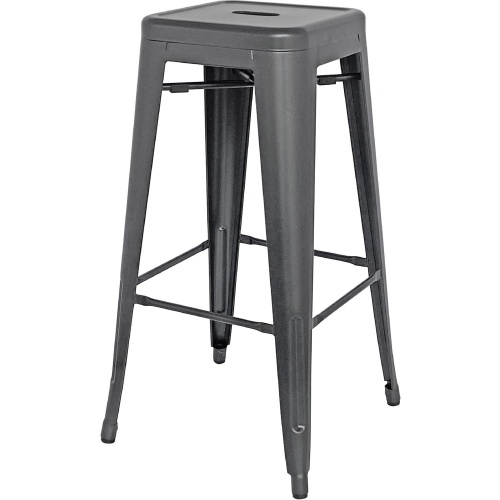 Metropolis Metal Backless Bar Stool in Gunmetal Powder Coated Steel (Set of 4)